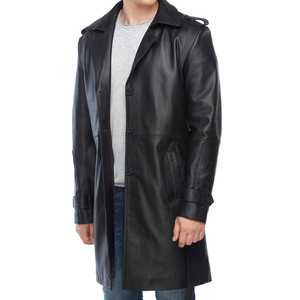 Abrigo Largo de Cuero Genuino para Hombre – Diseño Grabado a Prueba de Viento para Invierno, Personalizado OEM ODM al por Mayor - Product Image 5