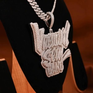Unique Custom 925 Sterling Silver Rose Gold Plated Hip Hop Style Moissanite Letter <b>Name</b> Pendant Iced Out Two Tone Letter Pendant - Product Image 1