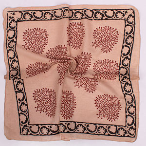 Foulard carré doux en coton imprimé au bloc Bagru, 55x55cm, bandana écologique respirant pour femme, toutes saisons - Product Image 4