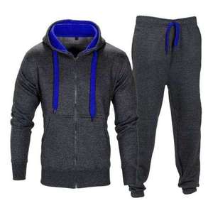 Ensemble de survêtement décontracté pour homme en molleton 100 % coton, sweat-shirt zippé et pantalon de jogging assorti - Product Image 1