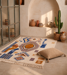 Alfombra de Lana Azilal Marroquí Hecha a Mano, con Nudos, Diseño Tribal Geométrico, para Interiores de Lujo - Product Image 5