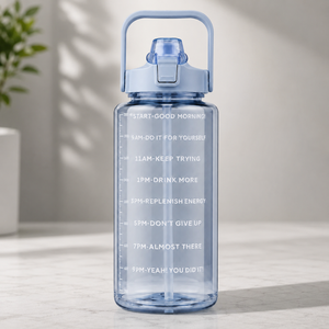 Botella de Agua con Marcador de Tiempo Motivacional de 2000 ml, Botella de Hidratación para Niños, Oficina y Viajes - Product Image 1