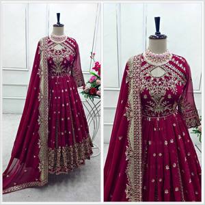 Ramdev Trading Designer Prom Dresses Diwali Party Wear <b>Kurta</b>/Kurti Pent Dupatta Set Heavy Chinon <b>Silk</b> Quick Dry Modern Style - Product Image 3