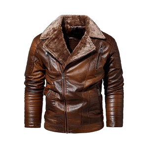 Unisex Brown Linen Motorcycle <b>Jacket</b> Crew Neck Pullover Polyester Lining Casual Front Logo Winter Biker Style OEM Service Letter - Product Image 1
