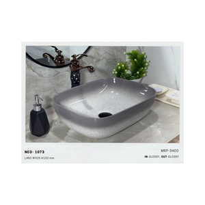 Lavabo de Cerámica Contemporáneo Serie Neo 1075, Lavabo de Sobremesa para Interiores Elegantes - Product Image 6