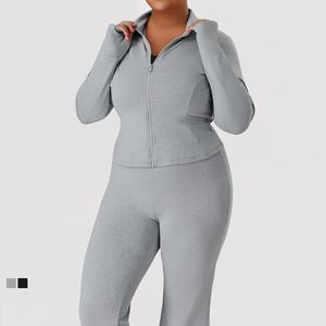 Conjunto Deportivo para Mujer Talla Grande, Pantalones de Yoga, Ropa Deportiva, Chaqueta de Manga Larga, Conjuntos de Fitness para Gimnasio - Product Image 4