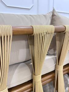 Modern Outdoor Garden Daybed <b>Sofa</b> <b>Set</b> with Rattan Rope Cushions and Throw Pillows - Product Image 6