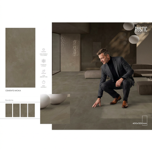 Super Cemento Grey, Baldosas de Porcelana Esmaltada de 60x120cm (600x1200mm), Estilo Terrazo Rústico Francés, Diseño de Madera - Product Image 2