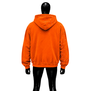 เสื้อฮู้ดซิปโอเวอร์ไซส์สีส้มพิมพ์ลายเมืองแบบนามธรรม สตรีทแวร์ ผ้าฟลีซ ลำลอง ยูนิเซ็กส์ เสื้อฮู้ดกราฟิก แฟชั่นแนวเมือง - Product Image 2