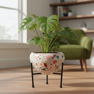 <b>Best</b> Quality New Eco-Friendly Modern Indoor Iron Metal Planter Mosaic Enamel Print Black Powder Coated Stand Home Garden Flower - Product Image 1