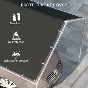 Telo di Ricambio per Tettoia Auto 10x20ft Grigio Antracite con Elastici a Sfera, Resistente ai Raggi UV, per Garage o Riparo Auto - Product Image 6