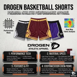 Pantalones Cortos de Baloncesto Personalizados para Hombre, Color Negro Oscuro, de Primera Calidad, Sublimados/Serigrafiados, 220g, Secado Rápido, Cintura Elástica, Bolsillos Laterales - Product Image 6