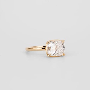 2.81 CT Cushion Cut Iced Out Moissanite Ring 14K Solid Gold Engagement Ring 4 Claw Prong 1.8MM Band Trendy Jewelry - Product Image 5