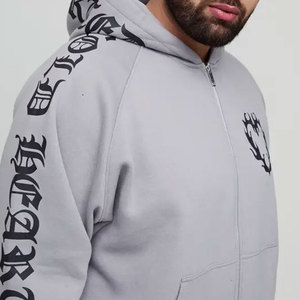 Ensemble de survêtement gris à capuche pour homme, pantalon de survêtement et sweat-shirt longs avec imprimé lettres, style streetwear, coupe ample, pour l'automne - Product Image 5