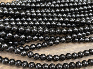 Perles rondes en obsidienne noire naturelle de 8 mm, pierres précieuses polies pour la fabrication de bracelets et de bijoux - Product Image 4