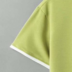 Men's Green Cotton Short Sleeve T-Shirt And Shorts <b>Set</b> Crew Neck Solid Color Casual Summer Wear Breathable <b>Knitted</b> Fabric - Product Image 3