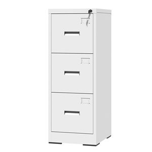 Armoire à dossiers verticale en métal à 3 tiroirs, format A4/Legal/Lettre, design étroit avec serrure et fente pour carte, pour bureau ou usage domestique - Product Image 3