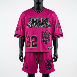 Ensemble maillot et short de football pour homme, 180 GSM, polyester respirant, dégradé rose, sublimation, logo personnalisé - Product Image 2