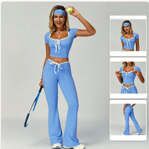 Nuevo Diseño de Conjunto Deportivo de Dos Piezas para Mujer, con Cierre, Manga Larga y Bolsillos, Shorts de Gimnasio y Yoga - Product Image 2