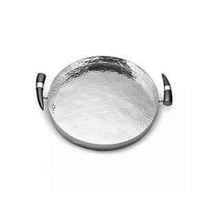 Plateau rond en métal simple pour restaurant, hôtel, maison, mariage, plateau de service alimentaire, plateau de rangement pour salle de bain, comptoir de toilette, plateau alimentaire en métal - Product Image 1