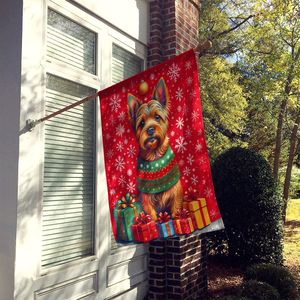 Norwich Terrier vacaciones Navidad gran poliéster casa bandera Multicolor porche manga poste decorativo patio Banner arte pared - Product Image 2