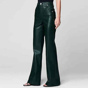 Tendance 2025 - Pantalons en cuir pour femmes, taille haute, coupe régulière, logo personnalisé OEM disponible, bonne qualité, prix raisonnable, streetwear, hiver - Product Image 4