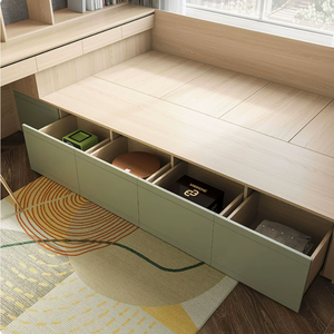 Nội thất phòng ngủ hiện đại tối giản đa năng, tủ quần áo gỗ, giá sách, giường kèm bàn làm việc cho phòng khách - Product Image 5