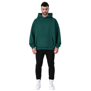 Sudadera con Capucha Verde para Hombre, Talla Grande, Corte Regular, Felpa de Algodón, Estilo Casual para Otoño - Product Image 3