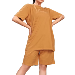 Hot Selling Casual Wear Women Cotton T Shirt Short <b>Set</b> Top Selling Summer Wear <b>Twin</b> <b>Set</b> for Ladies In Cheap Price Shorts <b>sets</b> - Product Image 1