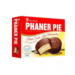 Tarte au chocolat enrobée de sucre naturel PHANER PIE 336G, moelleuse avec biscuits guimauve, vente chaude, emballée en boîte, en vrac du Vietnam - Product Image 1