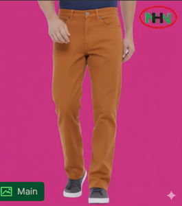 Jeans pour hommes de haute qualité, design unique, coupe classique, taille mi-haute, couleur unie, été automne, 100% coton - Product Image 1