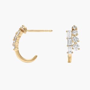 Pendientes de Aro con Diamantes de 0.5 CTW, Corte Baguette y Redondo, Diamantes Cultivados en Laboratorio en Oro Blanco - Product Image 5