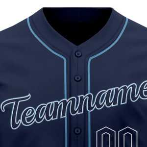 Camiseta de Béisbol Azul Marino para Hombre, Manga Corta, Cuello en V, Botones al Frente, Impresión del Nombre del Equipo, Ropa Deportiva de Poliéster que Absorbe la Humedad - Product Image 4