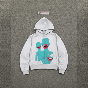 Sudadera con Capucha Extra Grande con Estampado Gráfico Vintage, Estilo Urbano, con Estampado de Extraterrestre Turquesa, Corte Regular Informal, Felpa Francesa de Algodón, Ropa de Otoño - Product Image 5