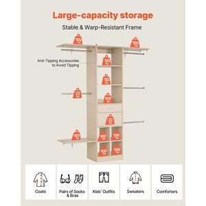 Armadio Moderno a 2 Cassetti con Sistema di Organizzazione Regolabile in Legno e 5 Unità di Stoccaggio Retrattili - Product Image 4