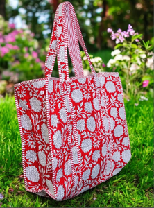 Bolso de Mano de Viaje Acolchado de Tela de Algodón para Mujer, Bolso de Compras de Verano - Product Image 2