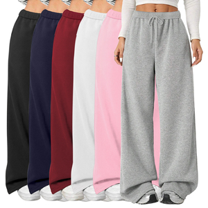 Pantalon de survêtement ample pour femme avec logo personnalisé, taille haute, coupe décontractée, en molleton, style streetwear, joggers décontractés pour femme - Product Image 1