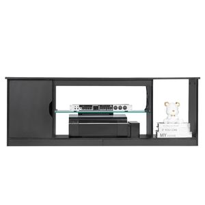 Mobile TV Moderno per TV fino a 65 Pollici, Mobile TV in Legno con Striscia LED e Ripiano in Vetro, Tavolo Porta TV - Product Image 2