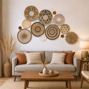 Hot Trend Set of 13 Boho <b>Wall</b> Baskets – Handmade Natural Seagrass <b>Wall</b> <b>Decor</b> for Living Room - Product Image 1