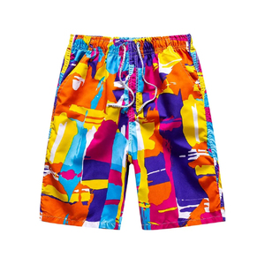 Men Abstract Colorful <b>Print</b> Swim Shorts Quick Dry Beach Shorts Elastic Waist Drawstring Summer Board Shorts OEM - Product Image 1