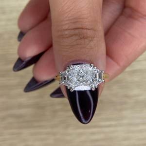 5 Carat Square <b>Cushion</b> Cut Lab Grown Diamond 18K Gold Plated <b>Ring</b> | Luxury Solitaire Engagement <b>Ring</b> | IGI Certified Elegant - Product Image 1