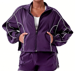 Custom Embroidered <b>Vintage</b> <b>Windbreaker</b> Tracksuit Set Lightweight Zipper Jacket & Shorts Autumn Casual Sportswear OEM Wholesale - Product Image 3