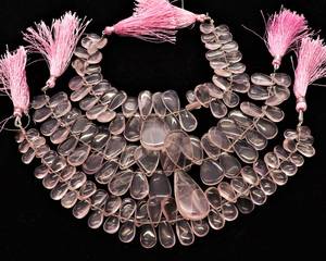 Natural Rose Quartz Smooth Pear Shape Briolette 7x11-8x12 MM Quartz Gemstone <b>Beads</b> 8 Inch Smooth Rose Quartz <b>Beads</b> For Jewelry - Product Image 1