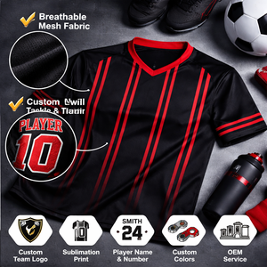 Maillot de football unisexe personnalisé imprimé, anti-transpiration, 100 % polyester, manches courtes, coupe classique, toutes saisons - Product Image 3