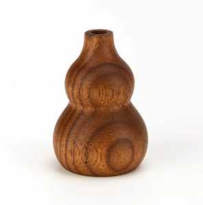 Vase à fleurs rond en bois artisanal moderne, petit support de table en bois massif, conteneur minimaliste pour fleurs séchées, décoration - Product Image 2