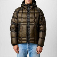 Blouson matelassé marron personnalisé pour homme, coupe-vent épais avec fermeture éclair, col montant, chaud, décontracté, pour l'hiver, avec logo sur le devant