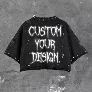 Camiseta Personalizada 100% Algodón con Estampado DTG, Corte Crudo en los Puños, Estilo Oversize, con Salpicaduras, Lavado Ácido Vintage y Bajo sin Rematar - Product Image 5