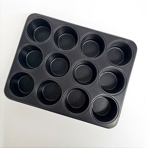 Bandeja antiadherente para hornear muffins de 12 tazas, utensilios de cocina, diseño de muffins negros, bandeja estética para muffins, mejora profesional para la cocina - Product Image 2