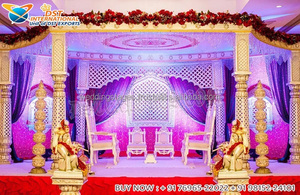 Gran Gujarati boda aspecto de madera FRP Mandap boda del sur de la India FRP Maharani Mandap Tamil boda tallada Kalyana Mandapam EE. UU. - Product Image 2