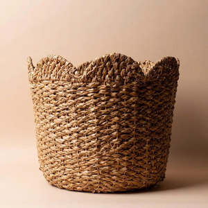Scalloped Hyacinth <b>Basket</b> Decorative Storage Compact Eco Friendly Durable Natural Organizer <b>Basket</b> for Kid Room Decoration - Product Image 4
